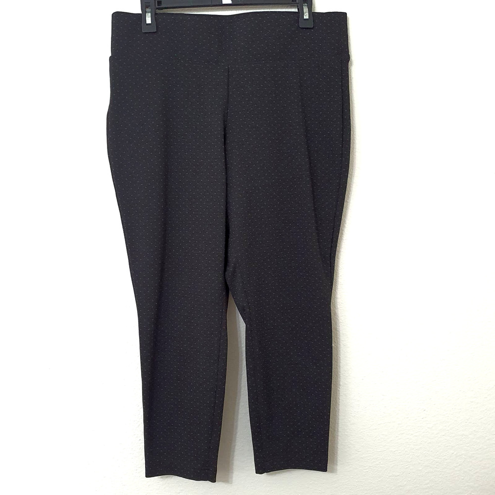 Torrid Black Cropped Slim Fix Pixie Dot Print Ponte Women's Plus Size 0